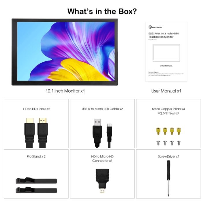 Elecrow 10.1 inch Touch Screen Display 1280x800 – HD Raspberry Pi Display for Pi & Jetson Nano projects. -Robocraze
