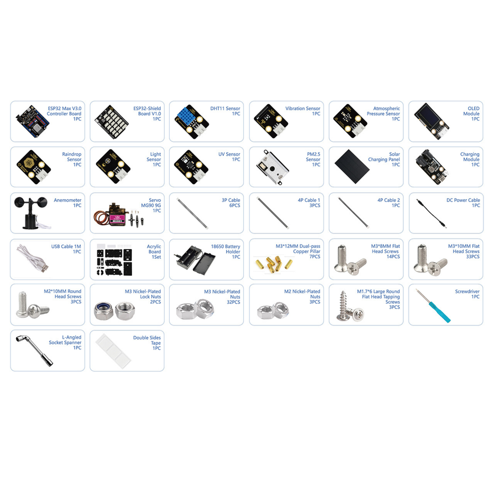 ACEBOTT QE011 ESP32 IOT Weather Station Starter STEM Kit Compatible with Arduino -DIY Kits -Robotic Kits -Robocraze