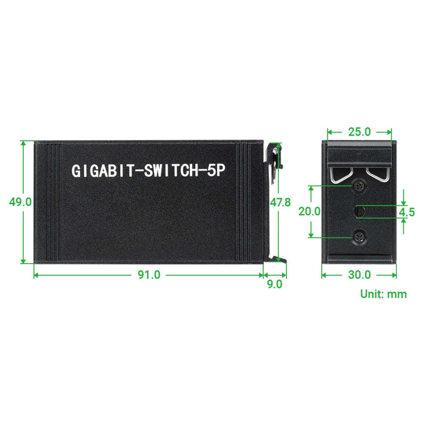 Waveshare Industrial 5-Port Gigabit Ethernet Switch – 10/100/1000Mbps Full-Duplex, DIN Rail Mount -Cables -Ethernet -Robocraze