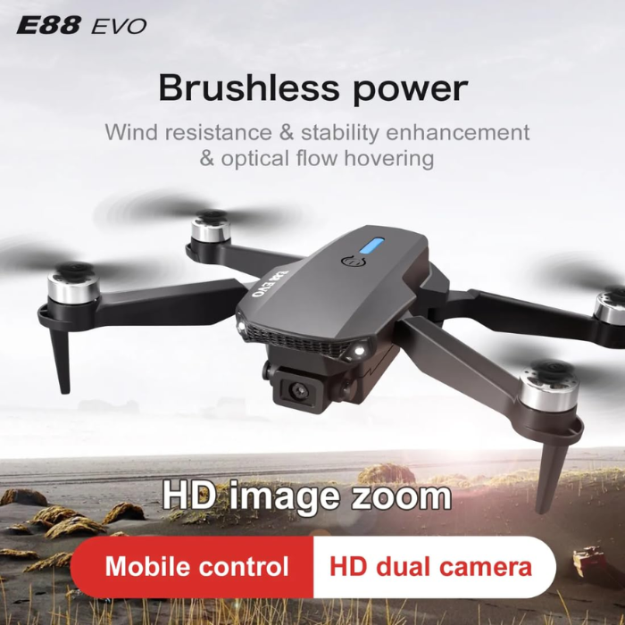 E88 EVO Brushless Motor Drone Kit 4K UHD – Intelligent flight modes & 4K camera. -DIY Drone Kits -Robocraze