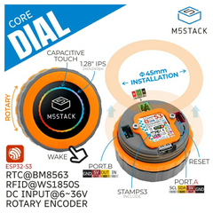 M5Stack Dial ESP32-S3 – 1.28" touchscreen rotary knob for smart control. -Development Board -Robocraze