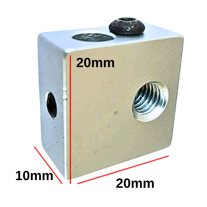 Aluminium Hot End Heating Block MK8 For 3D Printers-Robocraze