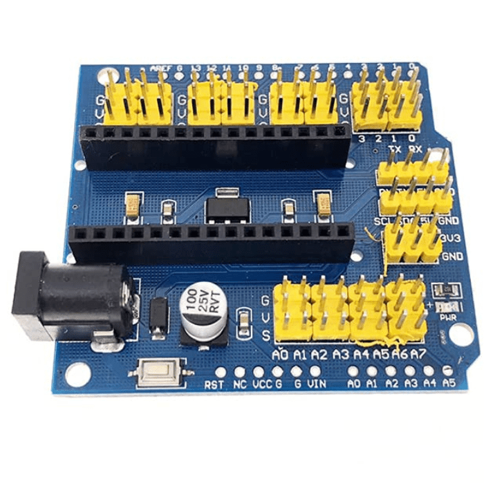 Nano Expansion Shield – Versatile Arduino shields for expanding Nano board capabilities with extra ports & components. Order today! -Robocraze