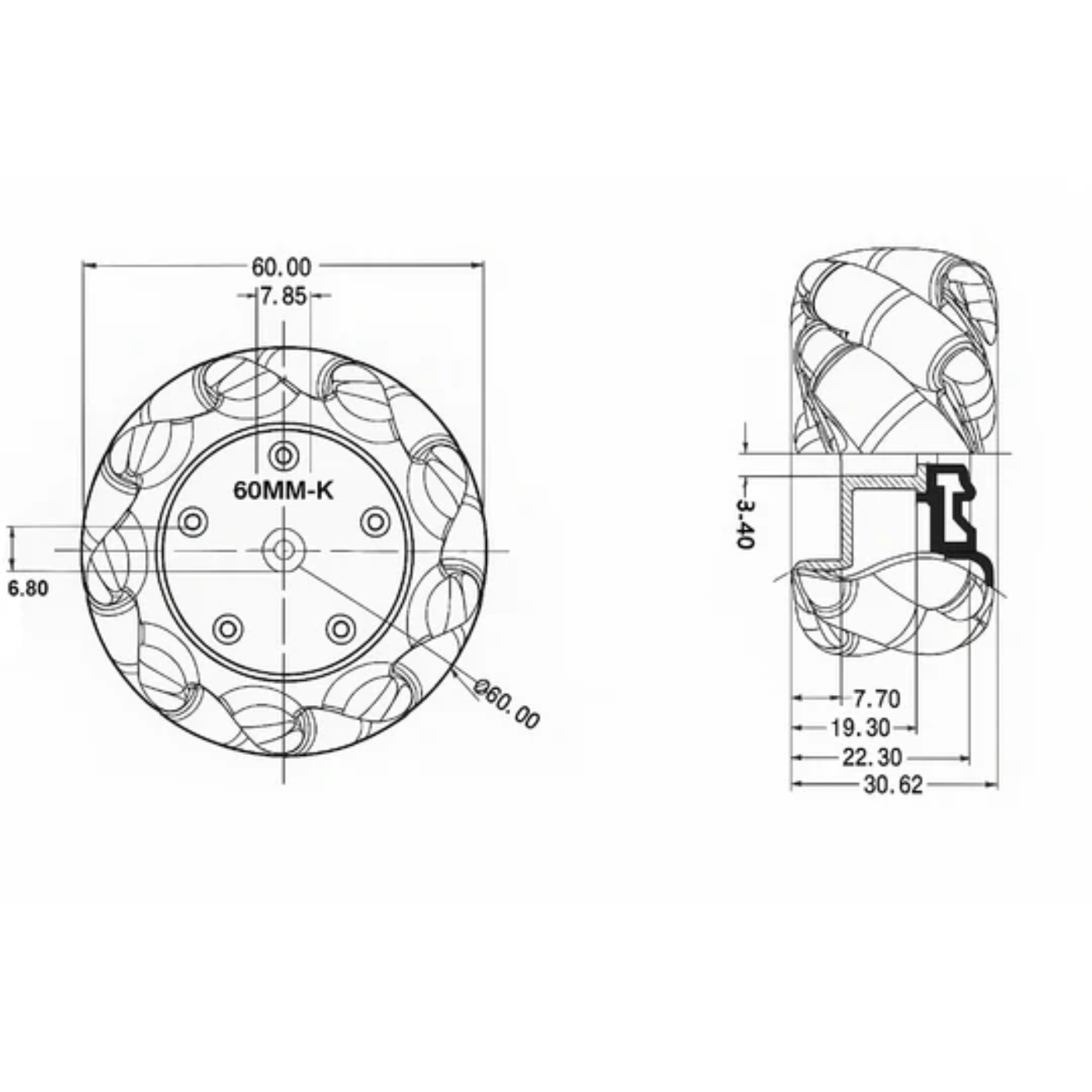 Mecanum 60mm Wheel Pair – Omnidirectional Left & Right Wheel -Robot Wheels and Chassis -Robocraze