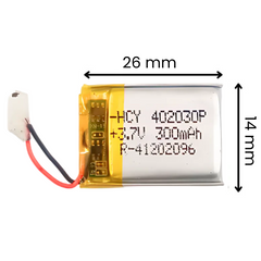Witty Fox 3.7volt 300mAh Rechargeable LiPo Battery -Lithium Polymer Battery for Drone -Robocraze