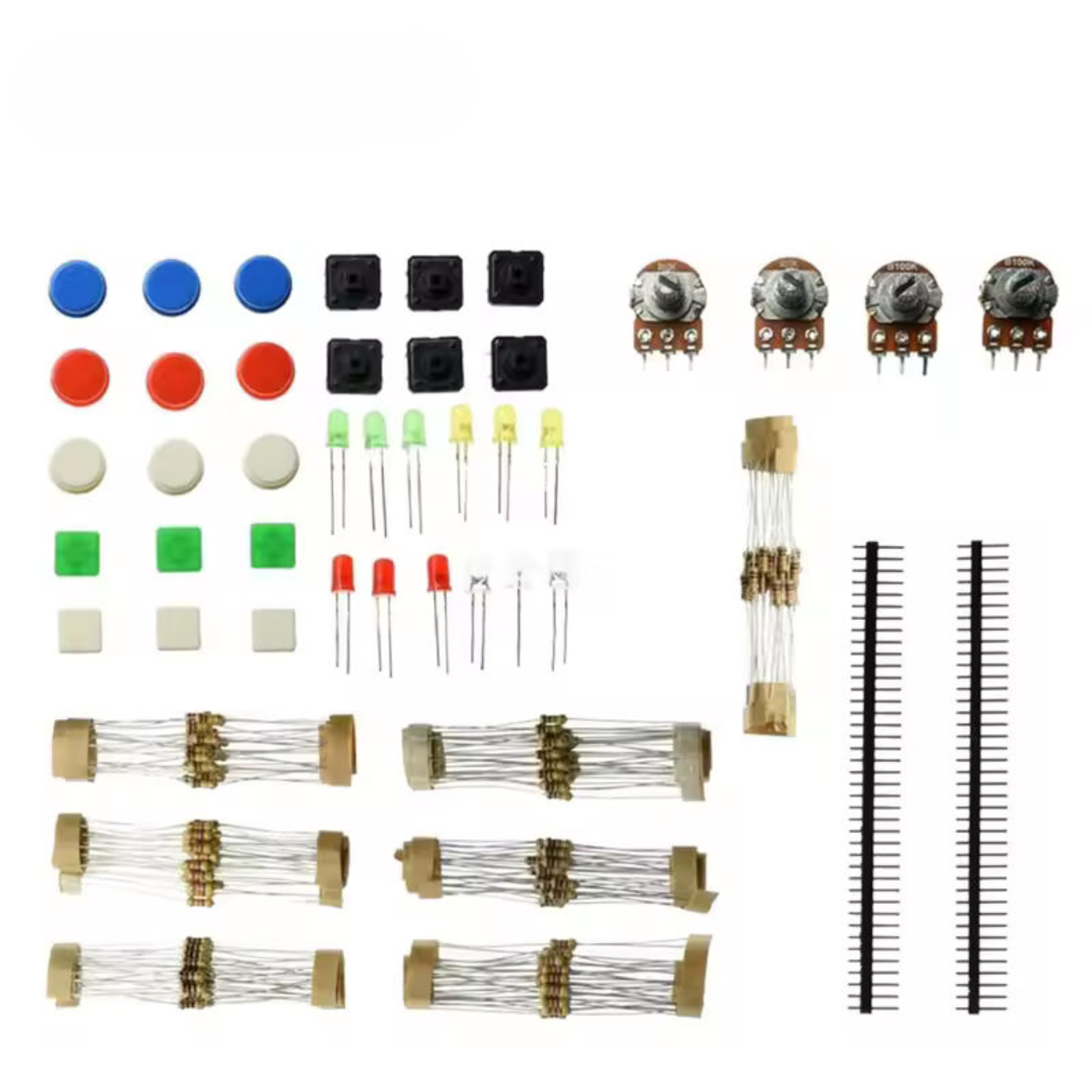 Universal Electronic Component Kit A1 – Resistors, LEDs, Potentiometers & Switches Starter Pack -Robocraze