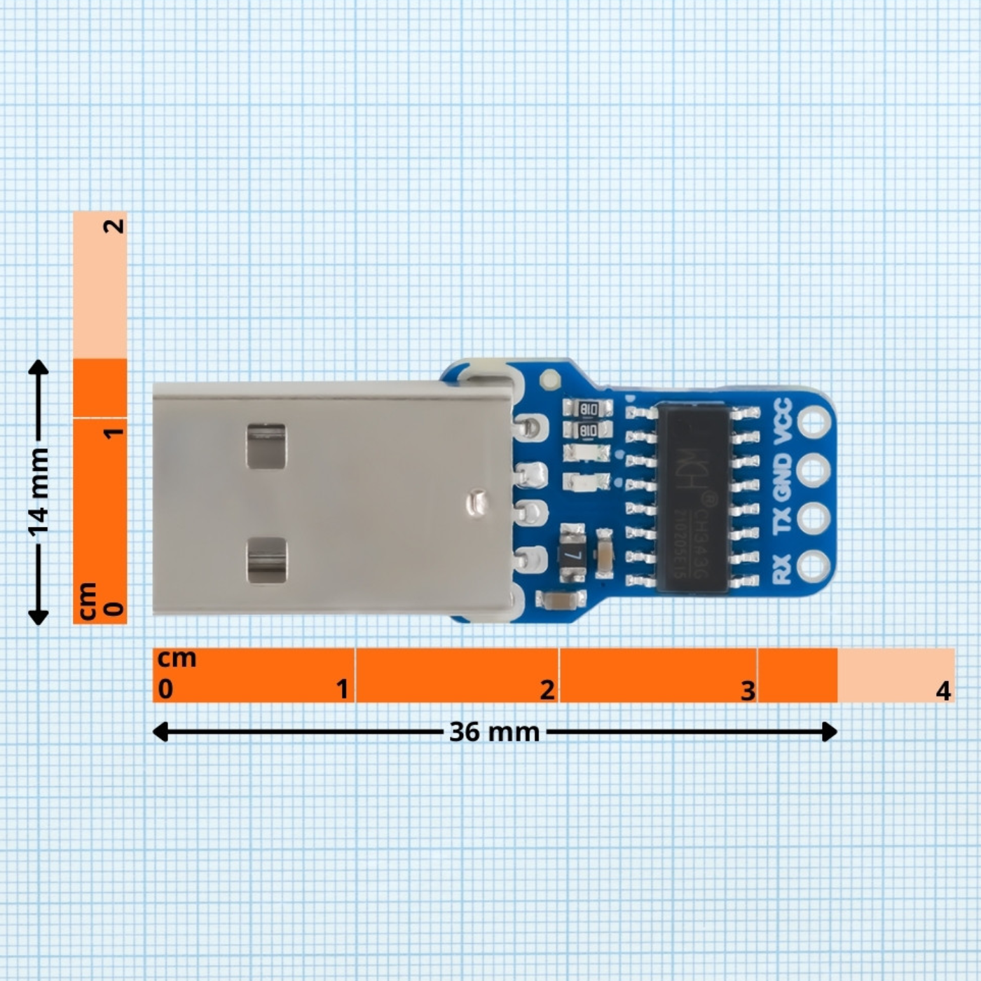 7Semi CH343 USB-A to UART Serial Converter Module