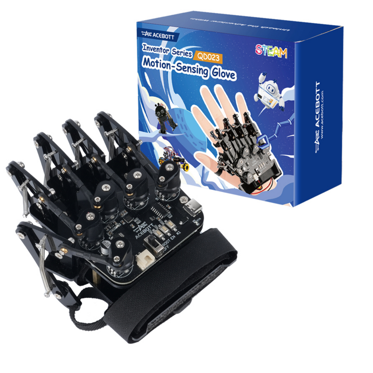 ACEBOTT QD023 Motion-Sensing Glove with Encoders & Accelerometer & Enhanced ESP32 Controller -DIY Kits -Robotic Kits -Robocraze