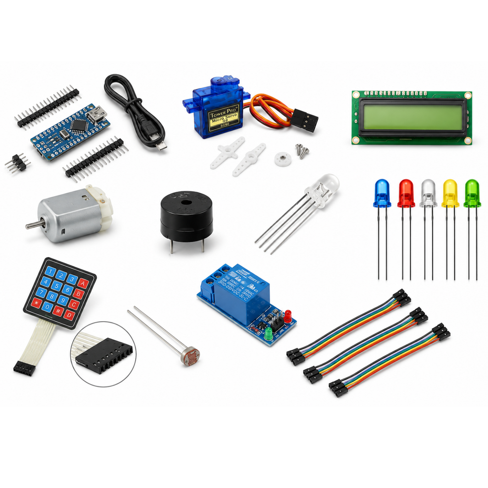 Arduino Nano Ultimate Starter Kit – Arduino Kits with sensors & modules for mini projects. -Robocraze
