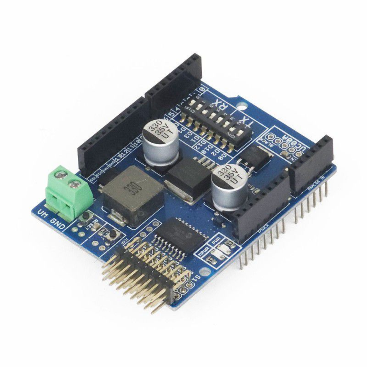 Cytron 8-Channel RC Servo Controller Shield – 5V 5A Regulated Power for Arduino -Robocraze