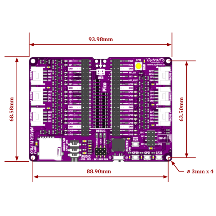 Cytron Maker Pi Pico Base Development Board for Rsapberry Pi (without Pico) -Raspberry Pi -Raspberry Pi Accessories -Robocraze