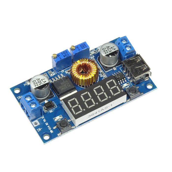 DC-DC XL4015 Adjustable Stepdown Module 5A 75W with 4 Bits Digital Display Voltmeter -Batteries & Power Supply -Buck/Boost -Robocraze