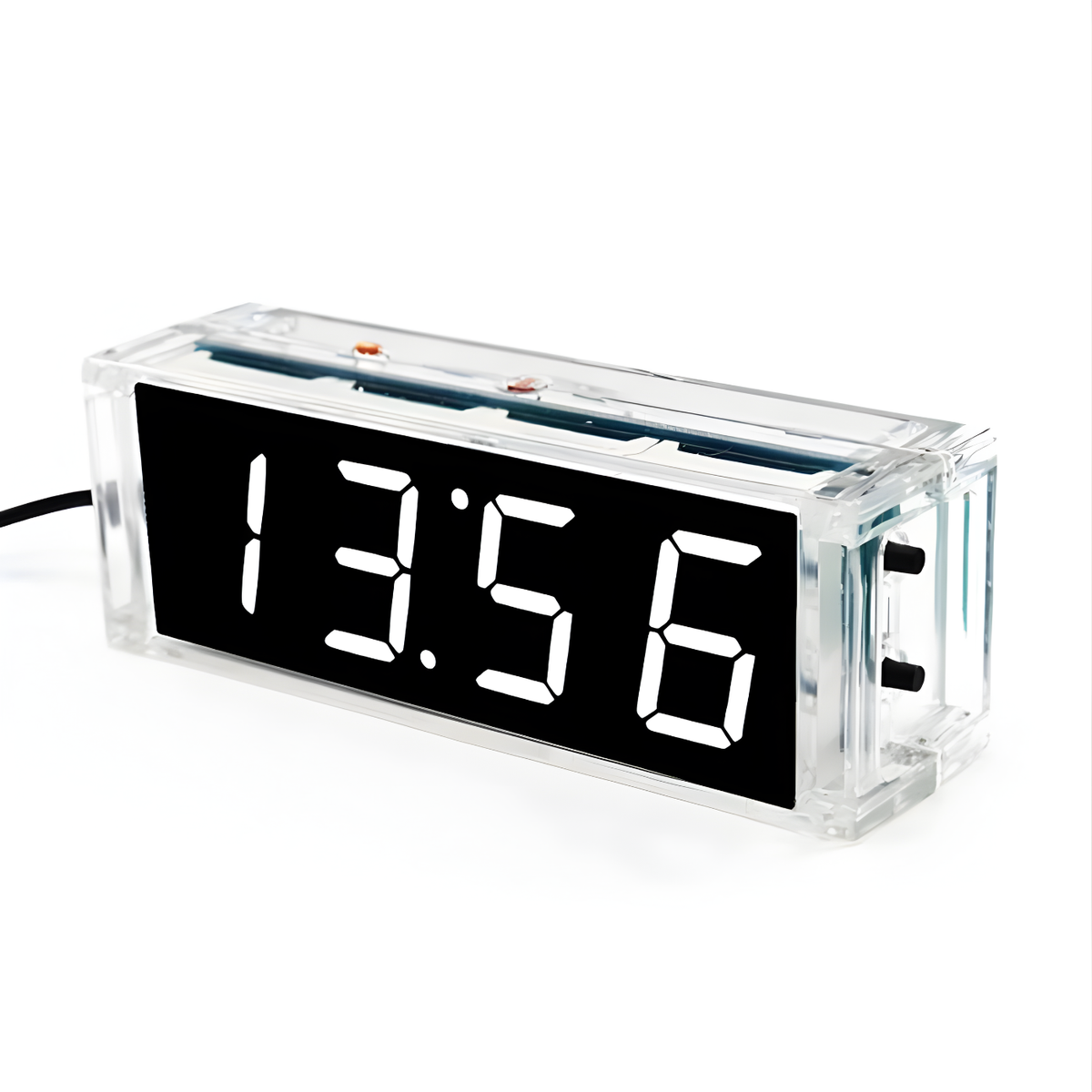 DIY 1-Inch LED Electronic Clock Kit (White) – Light-Control MCU Display Set with Enclosure -Robocraze