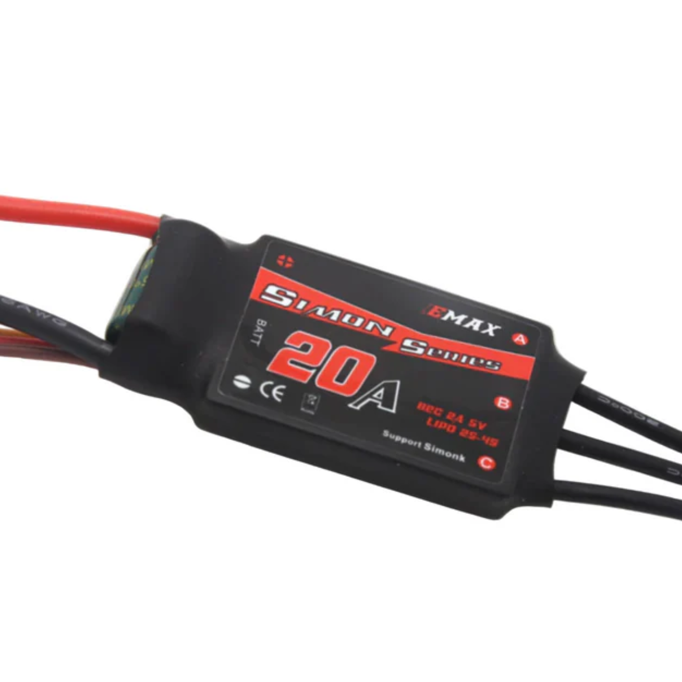 EMAX Simon Series 20A 2-4S LiPo Brushless Electronic Speed Controller for Drones and RC Aircraft-image-4