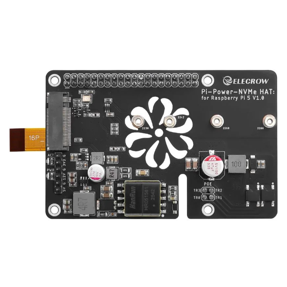 Elecrow M.2 NVMe & PoE+ Hat Expansion Board for Raspberry Pi 5 -Raspberry Pi -Hats -Robocraze