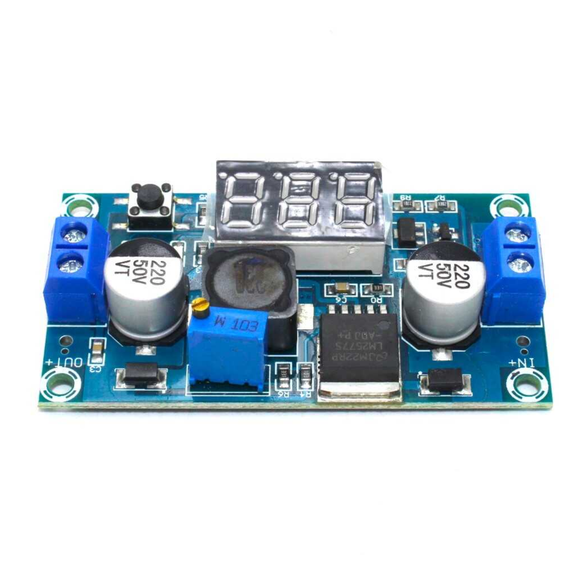 LM2577 3A Adjustable DC-DC Step-Up Boost Converter with LED Voltmeter, 3-34V to 4-35V -Batteries & Power Supply -Buck/Boost -Robocraze