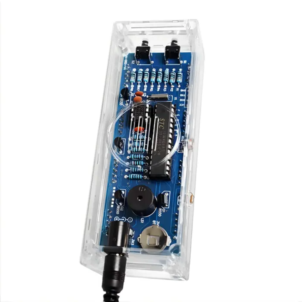 DIY 1-Inch LED Electronic Clock Kit (White) – Light-Control MCU Display Set with Enclosure -Robocraze