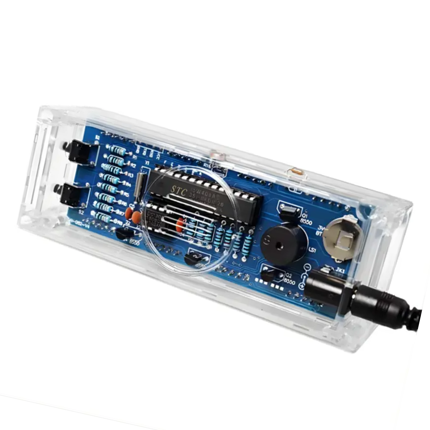 1-Inch LED Digital Display DIY Clock Kit (Blue) – Light-Control MCU Project Set with Casing -Robocraze