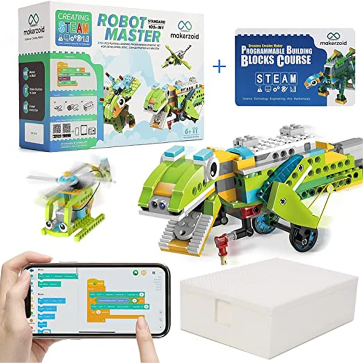 Makerzoid 100 in 1 STEAM Robot Master Educational Toy Set with Programming Building Blocks Course for 6-12 Years -STEM Kits -School Kits -Robocraze