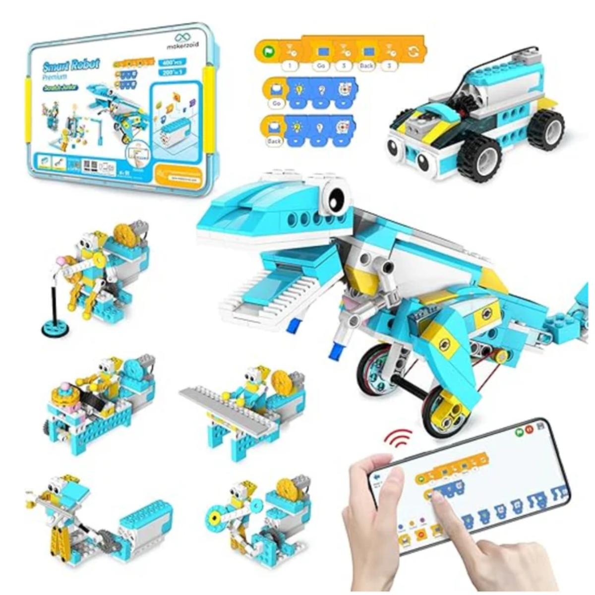Makerzoid 200-in-1 RC Scratch Junior Coding Smart Robot Toy - Educational Robotics Kits for Kids -STEM Kits -School Kits -Robocraze