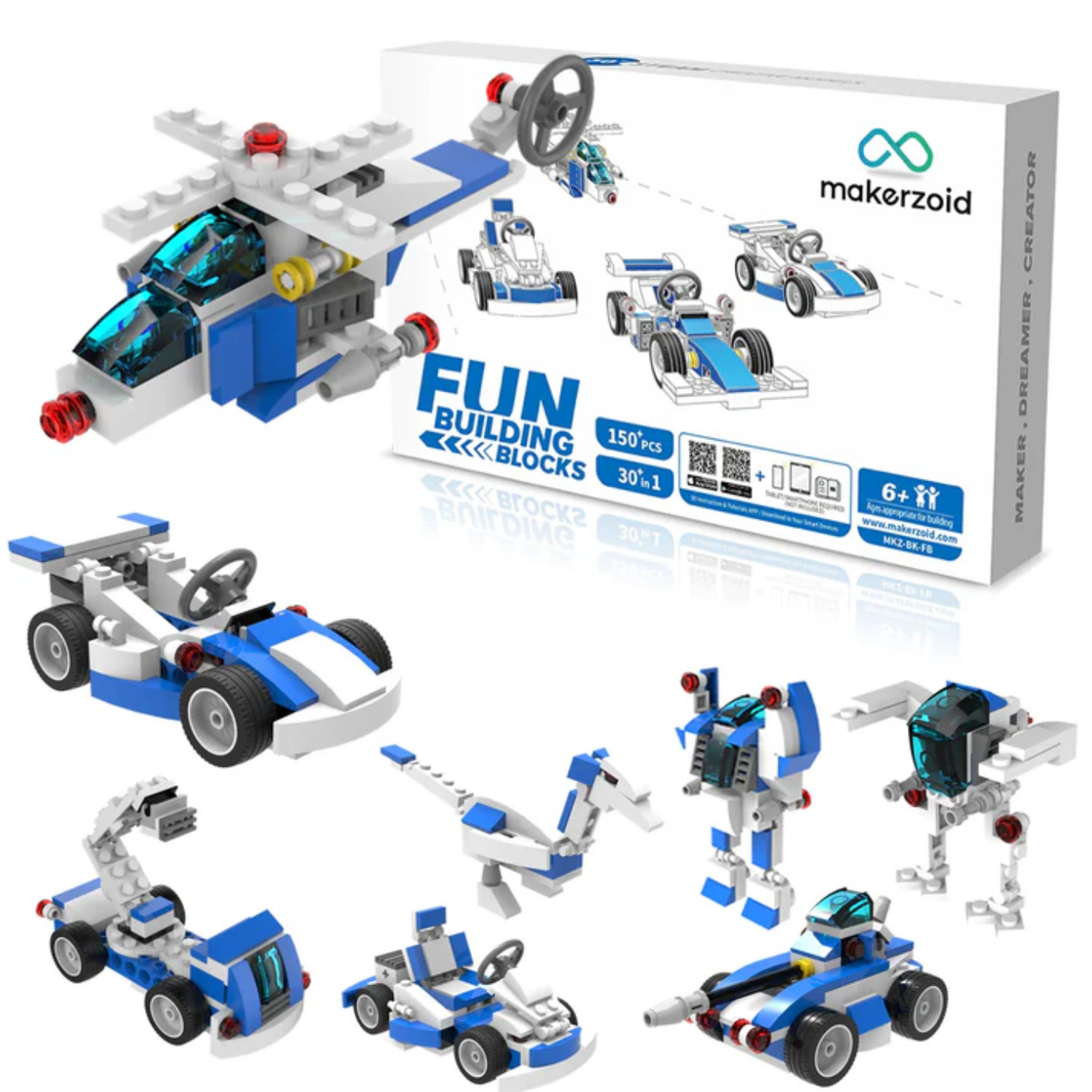 Makerzoid 30-in-1 DIY Fun Building Blocks Set - Educational STEM Toys for Kids-picture-15