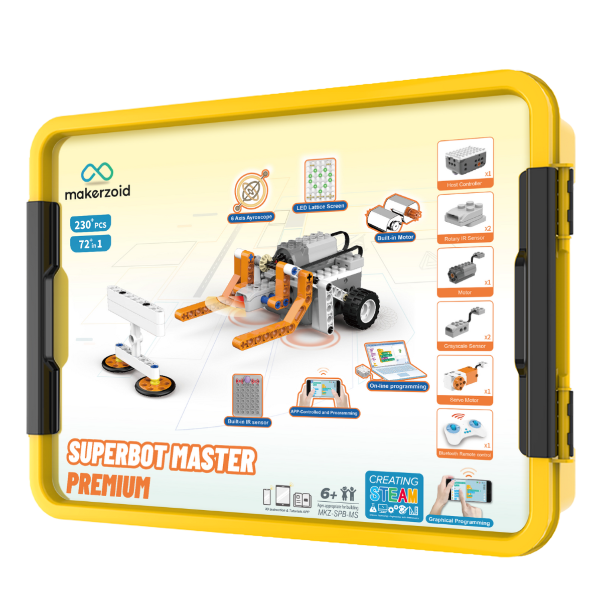 Makerzoid STEAM Super Bot Master Premium Educational Coding Robot Kit with Scratch 3.0 Block Coding -STEM Kits -Robotic Kits -Robocraze