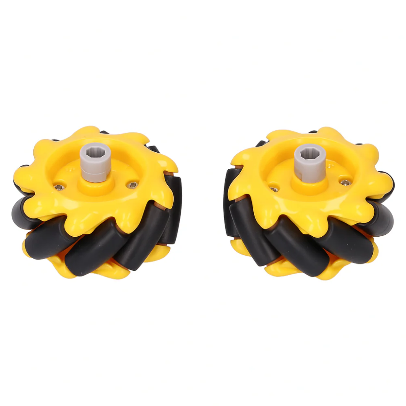 Mecanum Wheel 48mm Pair – Omnidirectional Left & Right Wheels (Yellow) -Robot Wheels and Chassis -Robocraze
