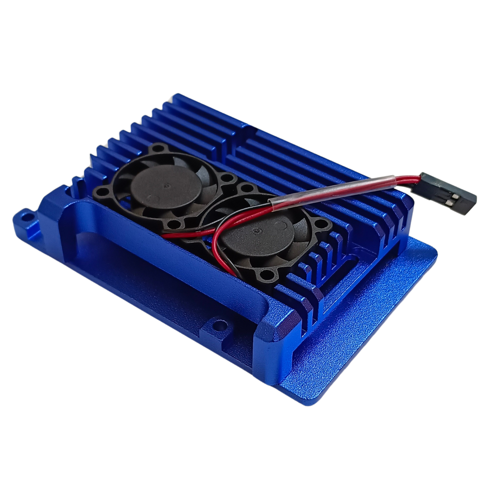 Metal case with double fan for raspberry PI 4 - Blue colour -Raspberry Pi -Raspberry Pi Case -Robocraze
