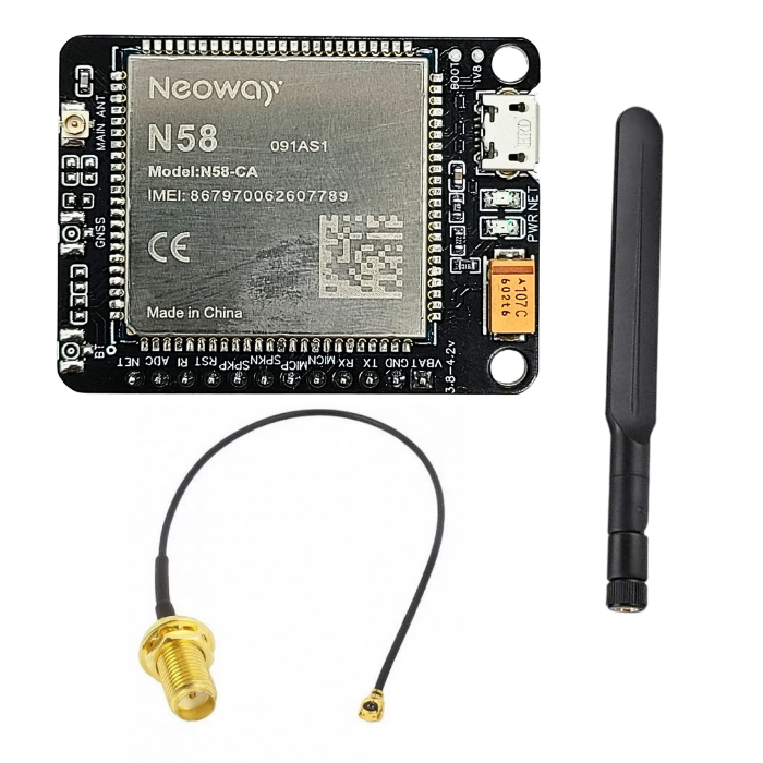 N58 LTE Breakout with 4G Antenna – N58 LTE GSM Module with 4G antenna & UFL connector. -Robocraze