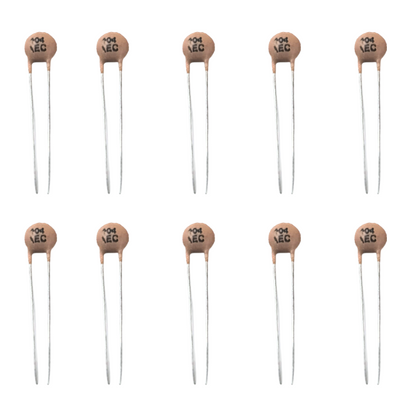 0.1uF 50V Ceramic Capacitor (10PC) – Ideal for noise filtering & circuits. -Basic Components -Robocraze