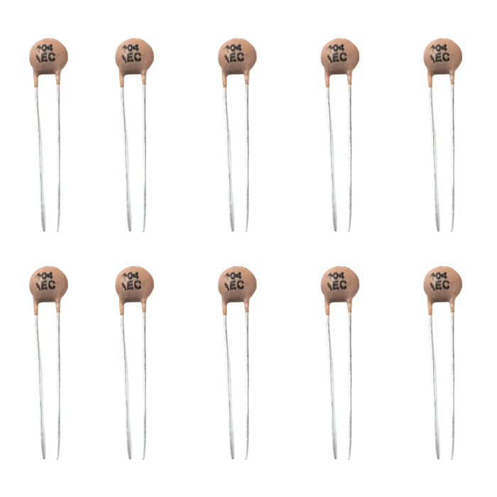 0.1uF 50V Ceramic Capacitor (10PC) – Ideal for noise filtering & circuits. -Basic Components -Robocraze