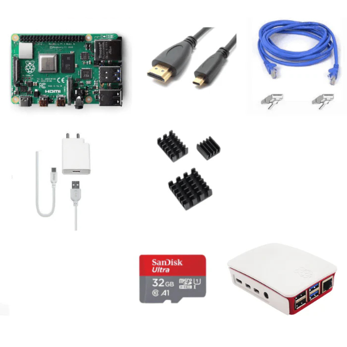 Raspberry Pi4 Model B 4GB Complete Kit – Pi4 4GB, case, power adapter, SD card & cables -Robocraze