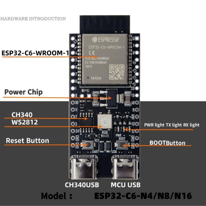Espressif ESP32-C6-DevKitC-1-N8 Development Board - Robocraze