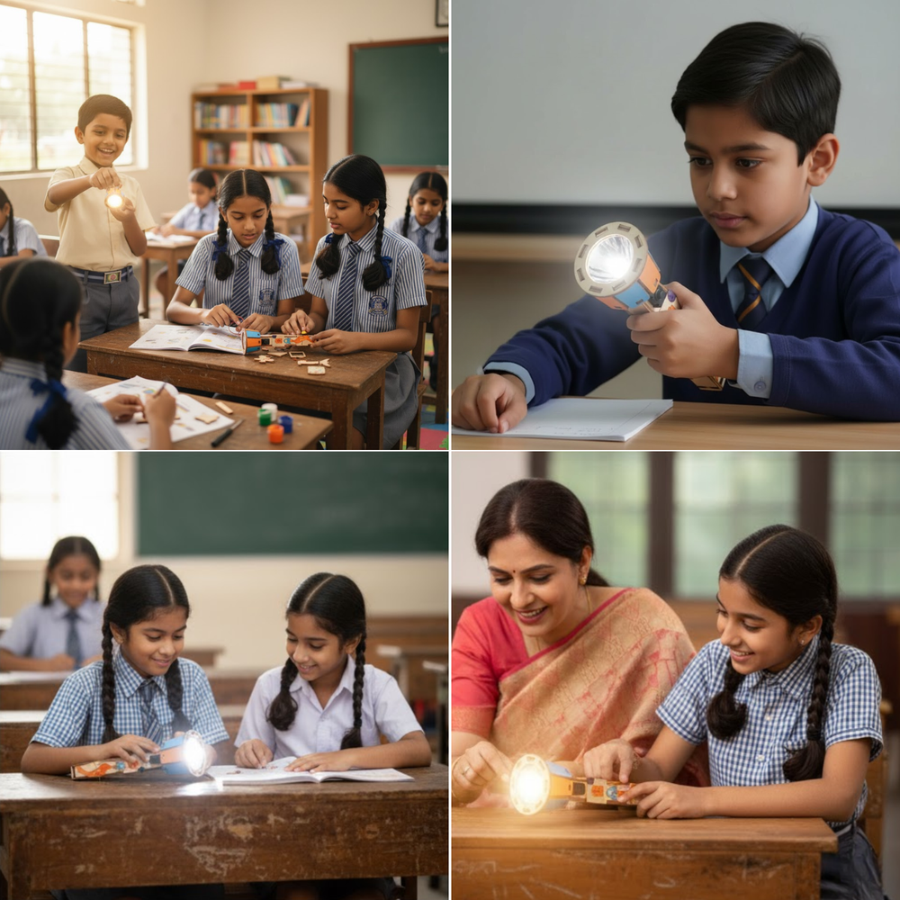 Pludo DIY Flashlight Educational Toy – Learn Simple Electric Circuits for Ages 8–11 | Grade 3 to 5 -DIY Kit -Pludo Education Kit -Robocraze