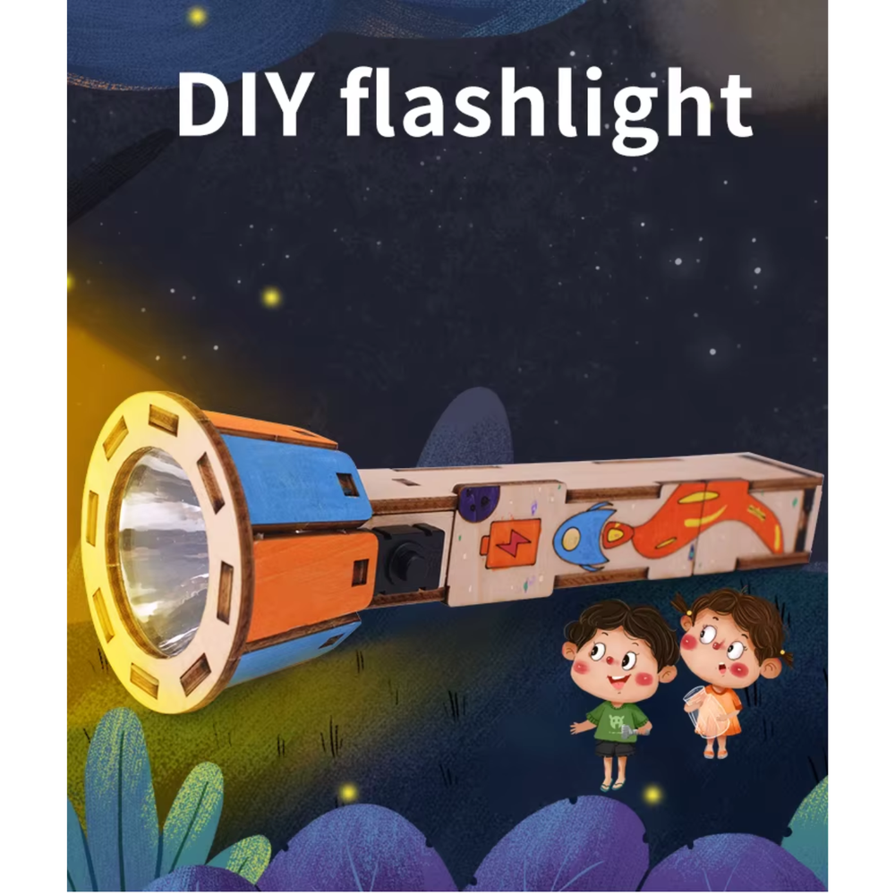 Pludo DIY Flashlight Educational Toy – Learn Simple Electric Circuits for Ages 8–11 | Grade 3 to 5 -DIY Kit -Pludo Education Kit -Robocraze