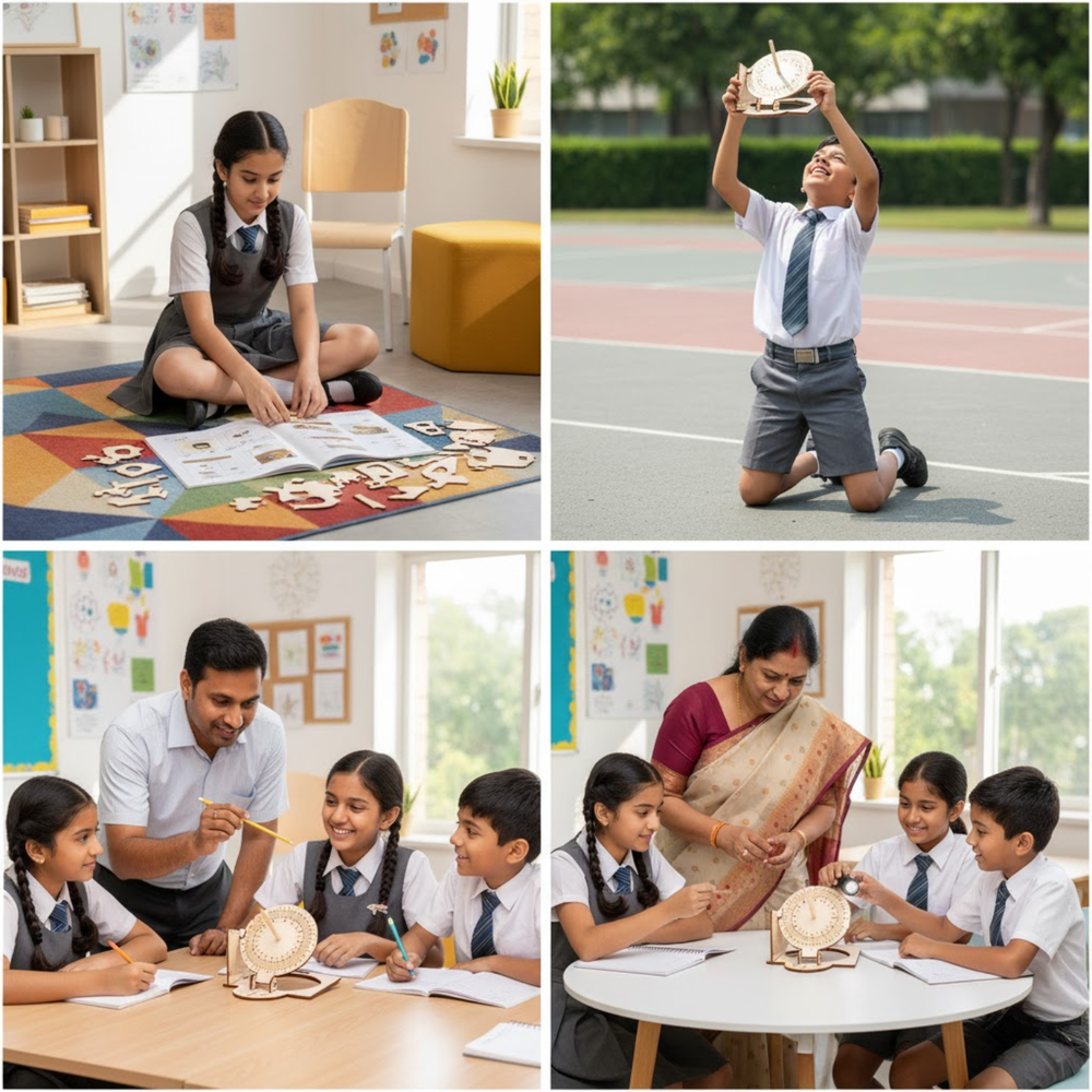 Pludo STEM Kit Sun Tracker – DIY Wooden Sundial Educational Toy for Kids 8–11 | Grade 3–5 Solar Time Science Learning Kit -DIY Kit -Pludo Education Kit -Robocraze