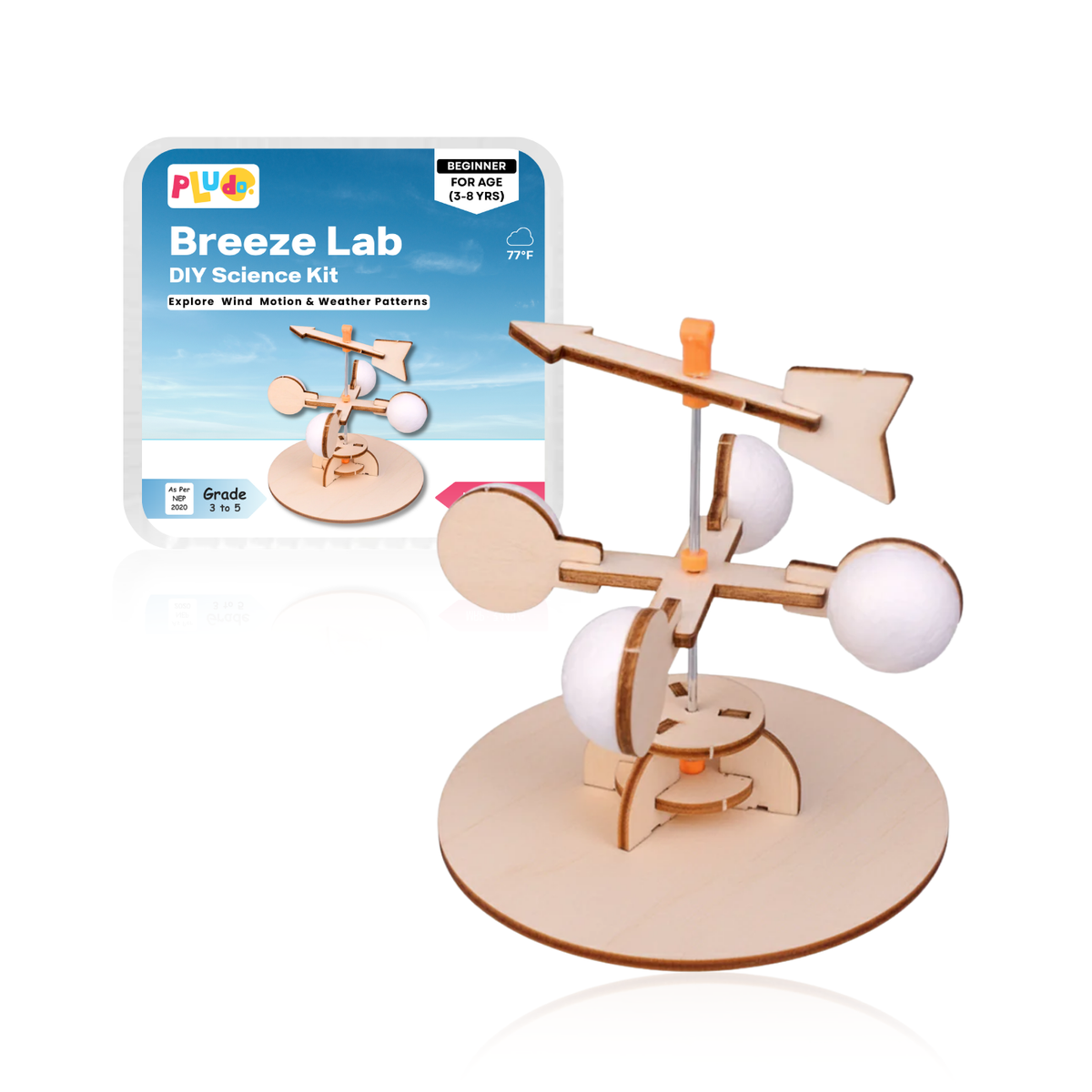 Pludo Wind Vane DIY STEM Kit – Wind Direction Educational Toy for Kids 8–11 | Grade 3–5 -STEM Kits -Pludo Educational Kits -Robocraze