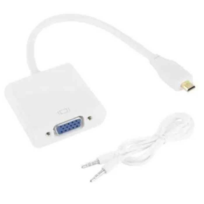 Micro HDMI to VGA Converter + Audio – Adapter with audio support for clear display – HDMI Cable - Robocraze