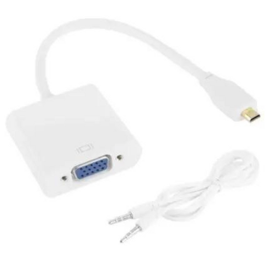 Micro HDMI to VGA Converter + Audio – Adapter with audio support for clear display – HDMI Cable - Robocraze