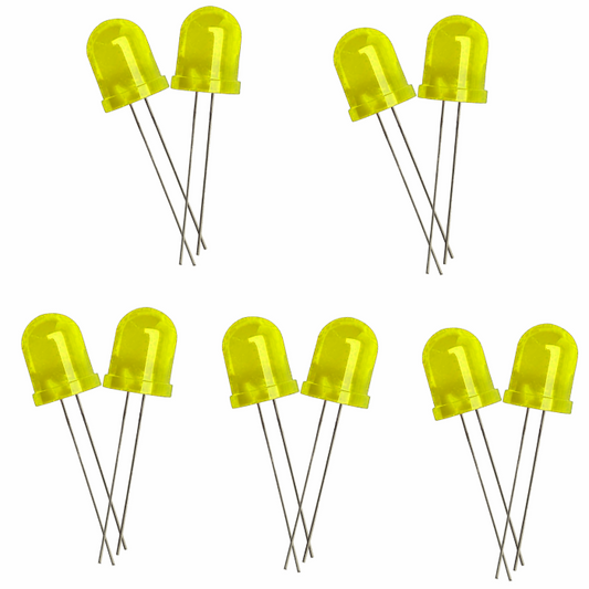 10mm Bright Yellow LED - 10pcs Pack