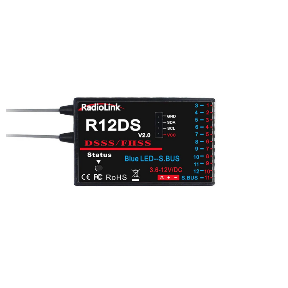 Radiolink R12DSE RC Récepteur 12 canaux 2.4GHz SBUS/PPM Longue portée pour télécommande AT9 / AT9S / AT9S Pro AT10II / AT10, Drones de Course FPV Radiolink R12DSE RC Récepteur 12 canaux 2.4GHz SBUS/PPM Longue portée pour télécommande AT9 / AT9S / AT9S Pro AT10II / AT10, Drones de Course FPV