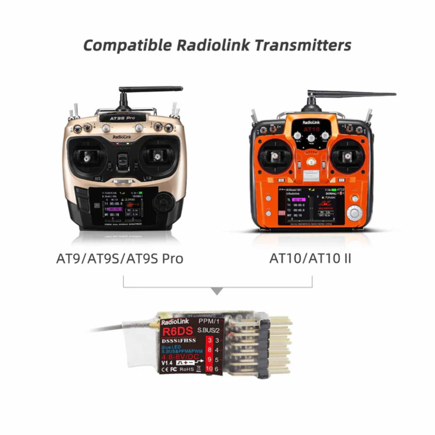 Radiolink R6DS 6/10 Channels RC Receiver 2.4GHz - Robocraze