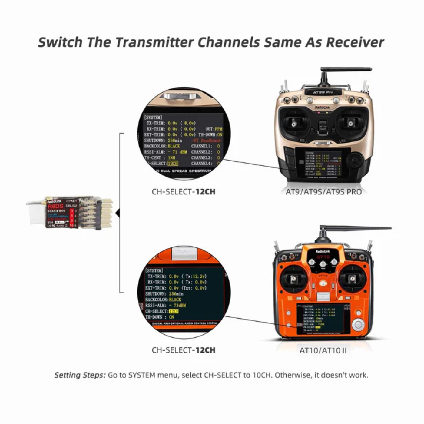 Radiolink R6DS 6/10 Channels RC Receiver 2.4GHz - Robocraze