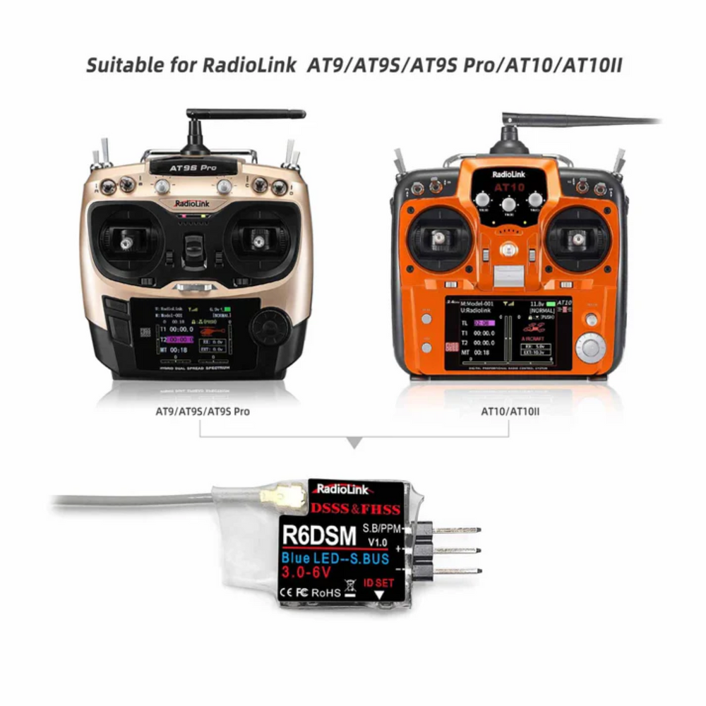 Radiolink R6DSM Mini Drone Receiver 2.4Ghz 10 Channels For Racing Drones, Quadcopter Aircrafts  - Robocraze