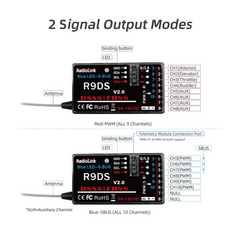 Radiolink R9DS RC Receiver 10 Channels 2.4GHz RC Receiver For Drones, Airplane, Car - Robocraze