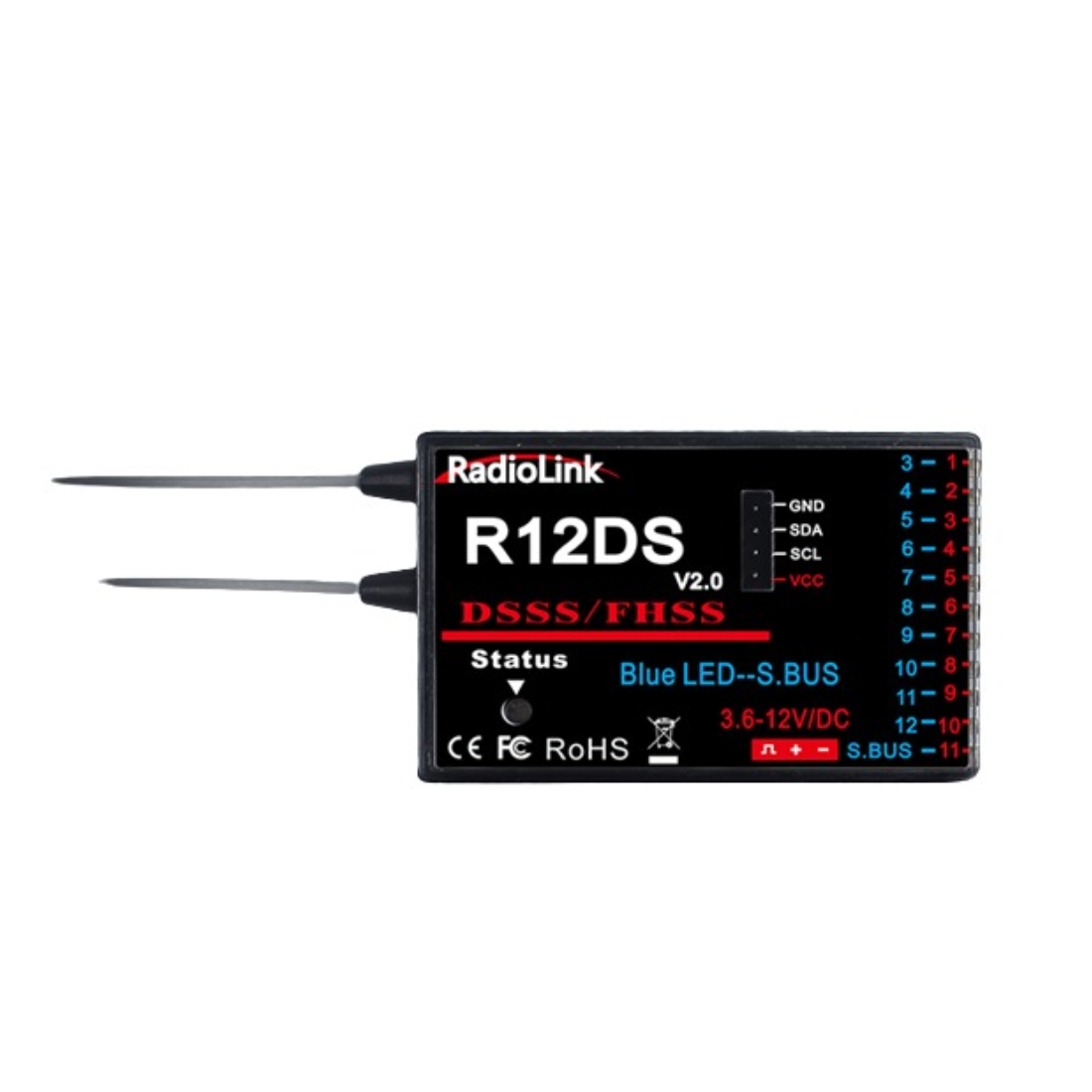 Radiolink R12DS 2.4GHz 12CH SBUS/PWM Receiver - Drone Parts - Robocraze