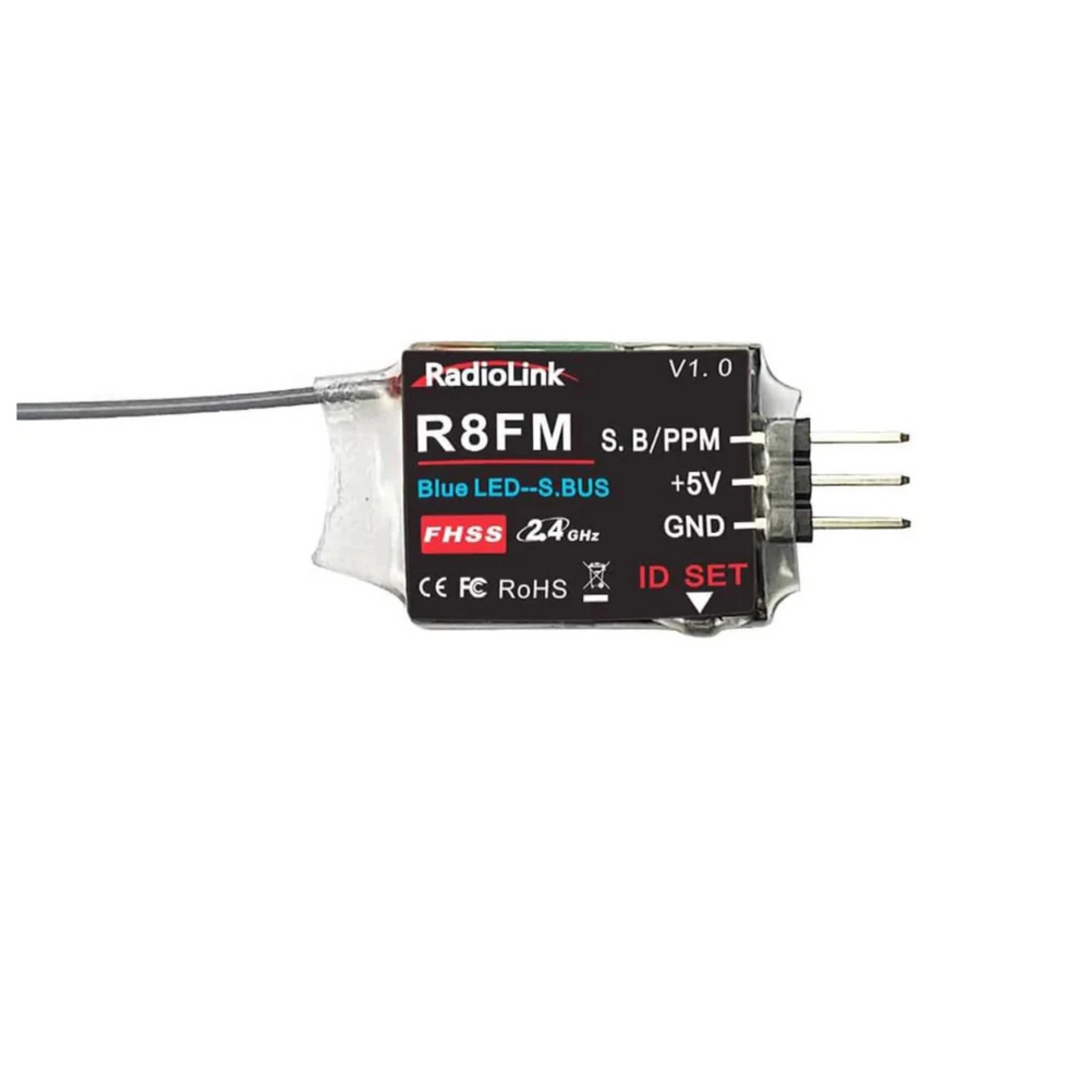 Radiolink R8FM 2.4GHz 8-Channel RC Receiver SBUS/PPM for Mini FPV Racing Drones -Drone Parts -Drone Remotes -Robocraze