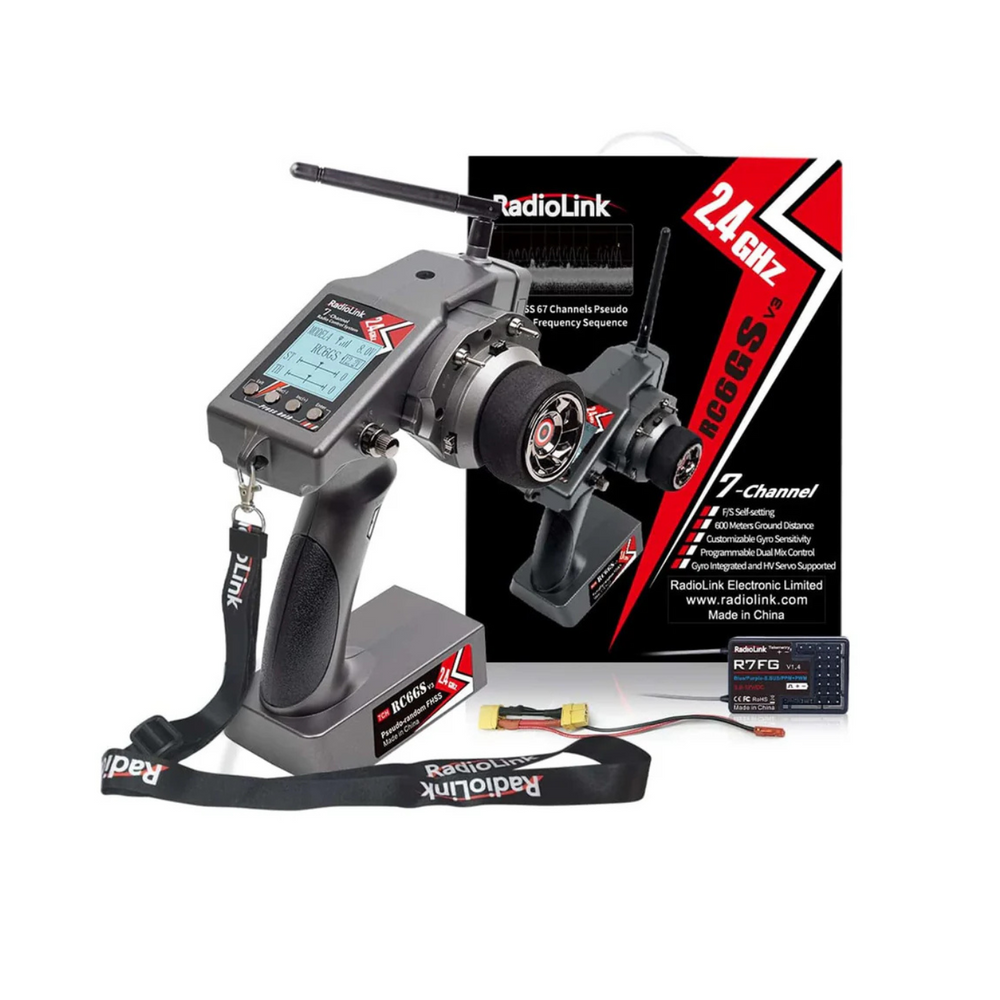 Radiolink RC6GS V3 7CH 2.4GHz RC Transmitter and 7CH R7FG Receiver with Waterproof Gyro -Drone Parts -Drone Remotes -Robocraze