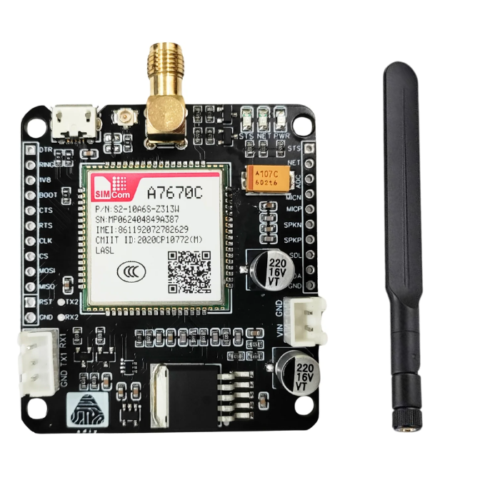 SIM A7670C 4G LTE Development Board – SIM A7670C GSM Module with 4G antenna for IoT & cloud apps. -Robocraze