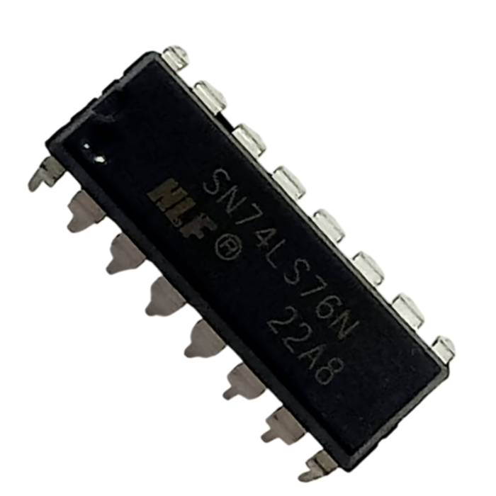 SN74LS76N IC Dual J-K Flip-Flop – High-speed dual JK flip-flop IC with preset & clear for logic circuits. -Robocraze